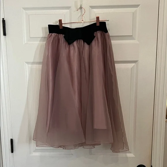 Dusty Pink and Black Bow Organza Princess Skirt Bowknot A Line Midi/Knee XL - Picture 1 of 6